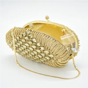 Glamorous Gold Beaded Clutch